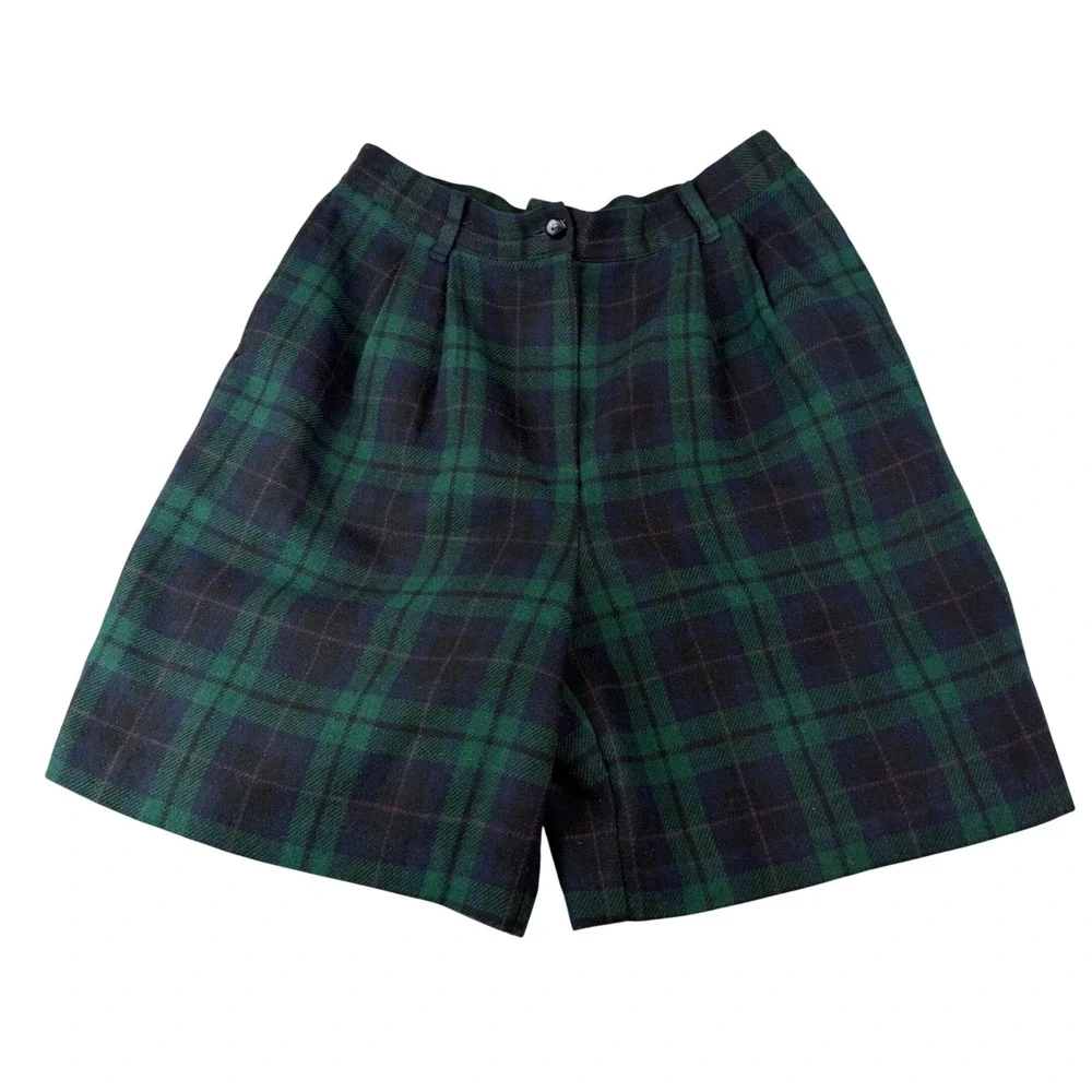 Sag Harbor Vintage Tartan Plaid Culotte Shorts Wool Blend Preppy Academia 10